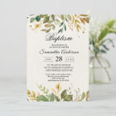 Moderne Waterverf Greenery Leaf & Gold Drups Kaart (Staand voorkant)