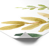 Moderne Waterverf Greenery Leaf & Gold Drups Poster (Hoek)