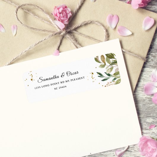 Moderne Waterverf Greenery Leaf Lijst Etiket