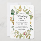 Moderne Waterverf Greenery Leaf Lijst Kaart (Voorkant)