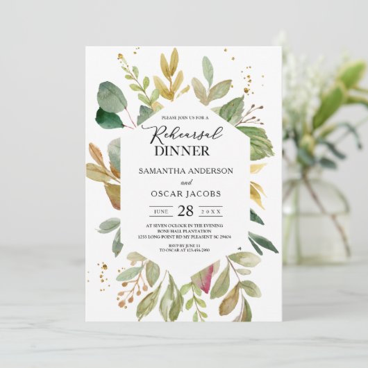 Moderne Waterverf Greenery Leaf Lijst Kaart (Staand voorkant)