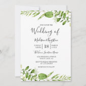 Moderne Waterverf Greenery Leaf Wedding Invite Kaart (Voorkant)