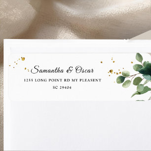 Moderne Waterverf Greenery Lijst & Gold Stippen Etiket