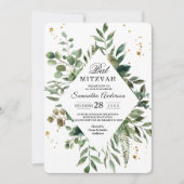 Moderne Waterverf Greenery Lijst & Gold Stippen Kaart (Voorkant)