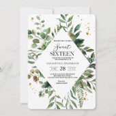 Moderne Waterverf Greenery Lijst & Gold Stippen Kaart (Voorkant)