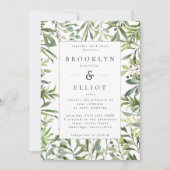 Moderne Waterverf Greenery Lijst Wedding Kaart (Voorkant)