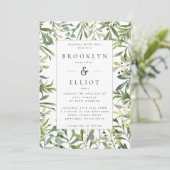 Moderne Waterverf Greenery Lijst Wedding Kaart (Staand voorkant)