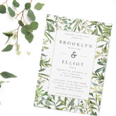 Moderne Waterverf Greenery Lijst Wedding Kaart