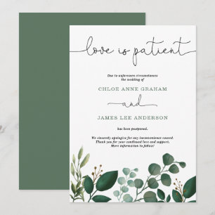 Moderne Waterverf Greenery Love is Patient Wedding Kaart