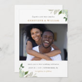 Moderne Waterverf Greenery met fotoweddenschap (Voorkant / Achterkant)