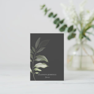 Moderne Waterverf Greenery Minimal Grey Visitekaartje