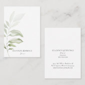 Moderne Waterverf Greenery Minimal White Business Visitekaartje (Voorkant / Achterkant)