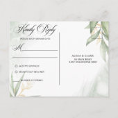 Moderne Waterverf Greenery RSVP Briefkaart (Achterkant)
