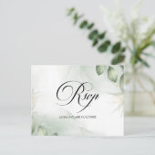 Moderne Waterverf Greenery RSVP Briefkaart (Staand voorkant)
