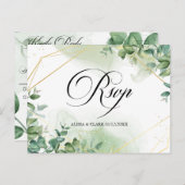 Moderne Waterverf Greenery RSVP Briefkaart (Voorkant / Achterkant)