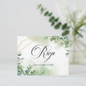 Moderne Waterverf Greenery RSVP Briefkaart (Staand voorkant)