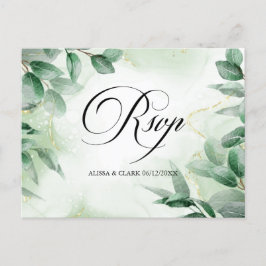 Moderne Waterverf Greenery RSVP Briefkaart
