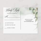Moderne Waterverf Greenery RSVP Briefkaart (Achterkant)