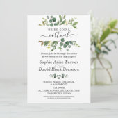 Moderne Waterverf Greenery Virtual Wedding Kaart (Staand voorkant)