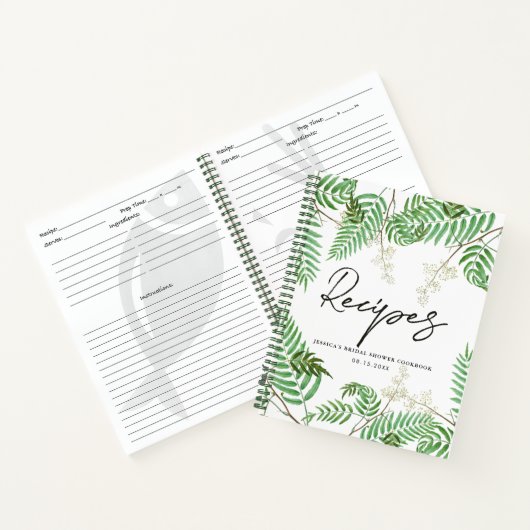 Moderne Waterverf Greenery Vrijgezellenfeest Recip Notitieboek (Binnen)