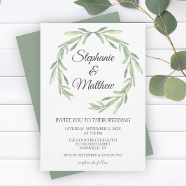 Moderne Waterverf Greenery Wedding