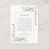 Moderne Waterverf Greenery Wedding Bedankt Plaatskaartje (Voorkant)