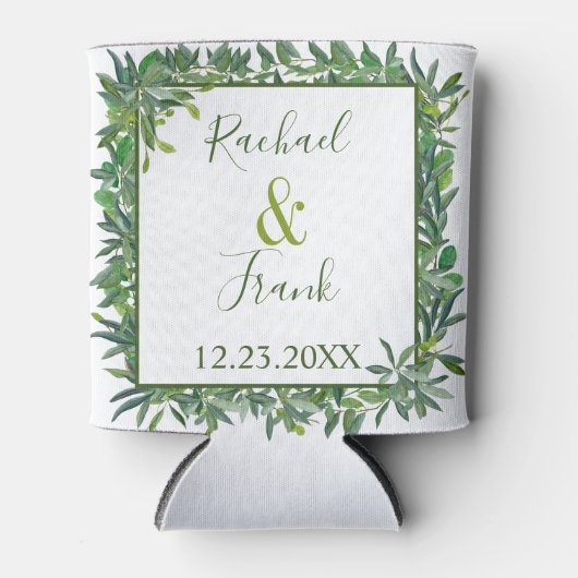 Moderne Waterverf Greenery Wedding Blikjeskoeler (Voorkant)