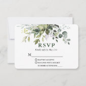 Moderne Waterverf Greenery Wedding Green RSVP Kaartje (Voorkant)
