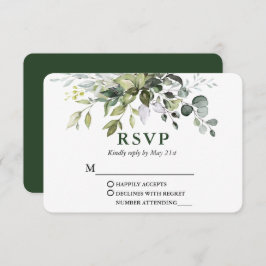 Moderne Waterverf Greenery Wedding Green RSVP Kaartje