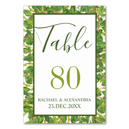 Moderne Waterverf Greenery Wedding Kaart (Achterkant)