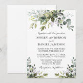 Moderne Waterverf Greenery Wedding Kaart (Voorkant / Achterkant)
