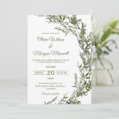 Moderne Waterverf Greenery Wedding Kaart (Staand voorkant)