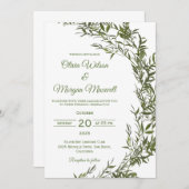 Moderne Waterverf Greenery Wedding Kaart (Voorkant / Achterkant)