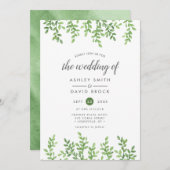 Moderne Waterverf Greenery Wedding Kaart (Voorkant / Achterkant)