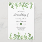 Moderne Waterverf Greenery Wedding Kaart (Voorkant)