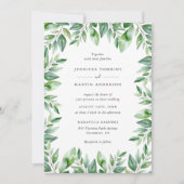 Moderne Waterverf Greenery Wedding Kaart (Voorkant)