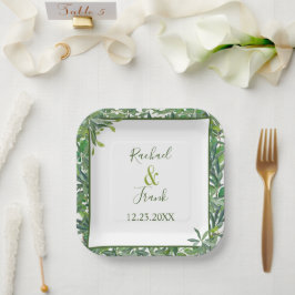 Moderne Waterverf Greenery Wedding Papieren Bordje