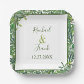 Moderne Waterverf Greenery Wedding Papieren Bordje (Voorkant)