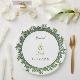 Moderne Waterverf Greenery Wedding Papieren Bordje