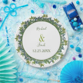 Moderne Waterverf Greenery Wedding Papieren Bordje (Feest)
