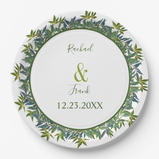 Moderne Waterverf Greenery Wedding Papieren Bordje (Voorkant)