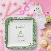 Moderne Waterverf Greenery Wedding Papieren Bordje (Feest)