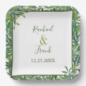 Moderne Waterverf Greenery Wedding Papieren Bordje (Voorkant)