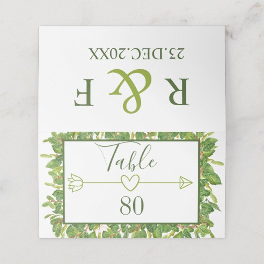 Moderne Waterverf Greenery Wedding Plaatskaartje (Buitenkant ongevouwen)
