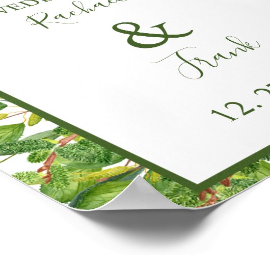 Moderne Waterverf Greenery Wedding Poster (Hoek)