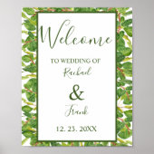 Moderne Waterverf Greenery Wedding Poster (Voorkant)