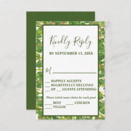 Moderne Waterverf Greenery Wedding RSVP Kaartje