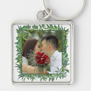 Moderne Waterverf Greenery Wedding Sleutelhanger