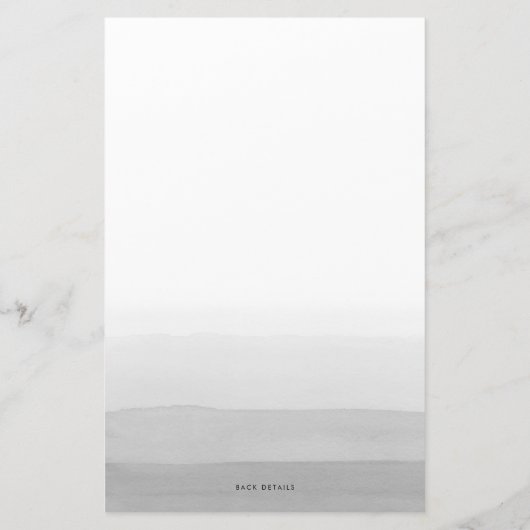 Moderne Waterverf Grey Ombre gepersonaliseerd Briefpapier (Achterkant)