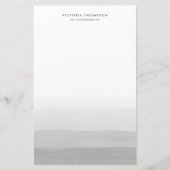 Moderne Waterverf Grey Ombre gepersonaliseerd Briefpapier (Voorkant)